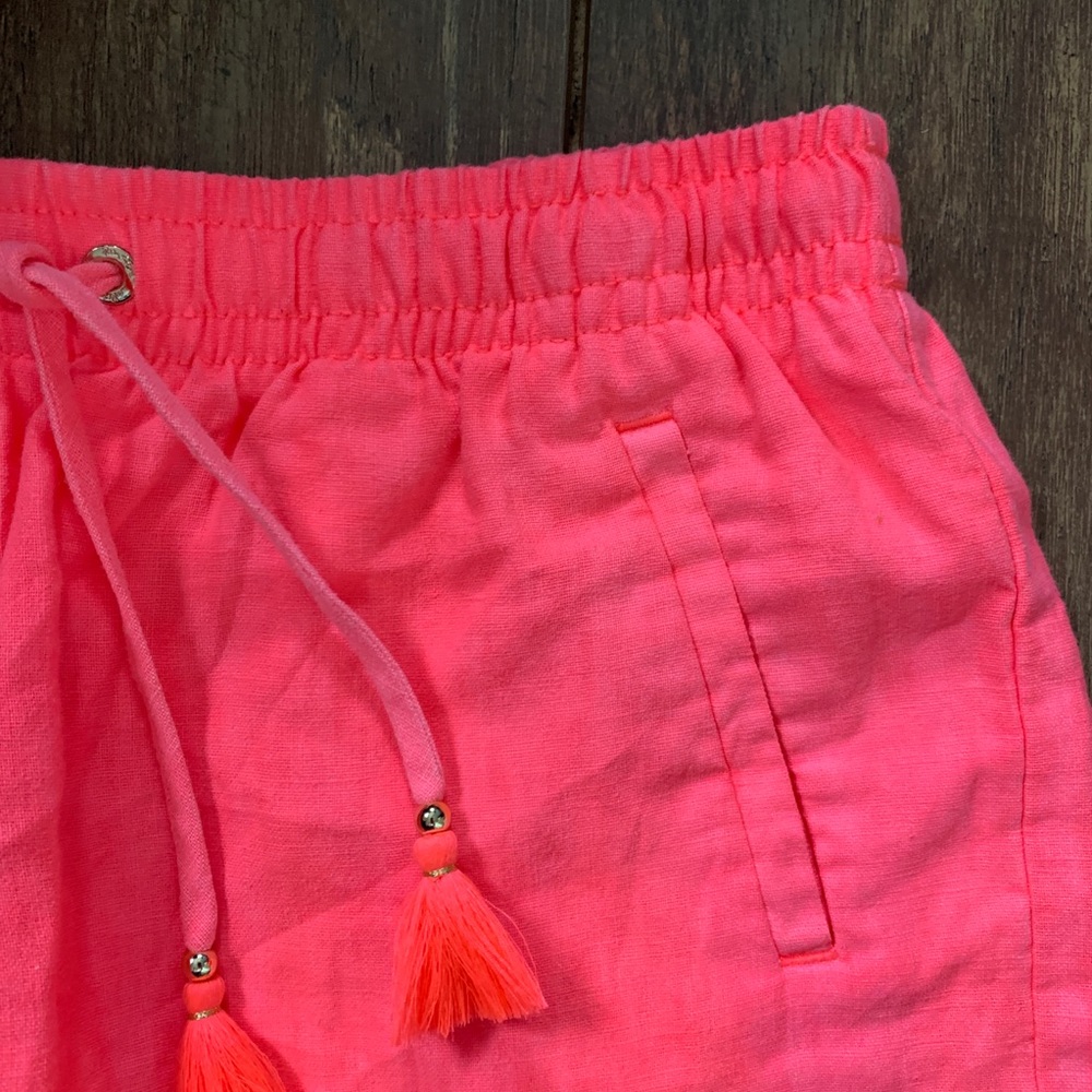 Lilly Pulitzer Hot Pink Linen Drawstring Shorts S - Picture 2 of 8